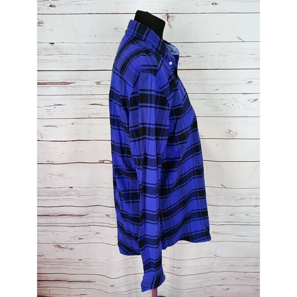 Tommy Hilfiger Men's Regular Fit Cotton Blue Plaid Flannel Long Sleeve Casual - Picture 2 of 10